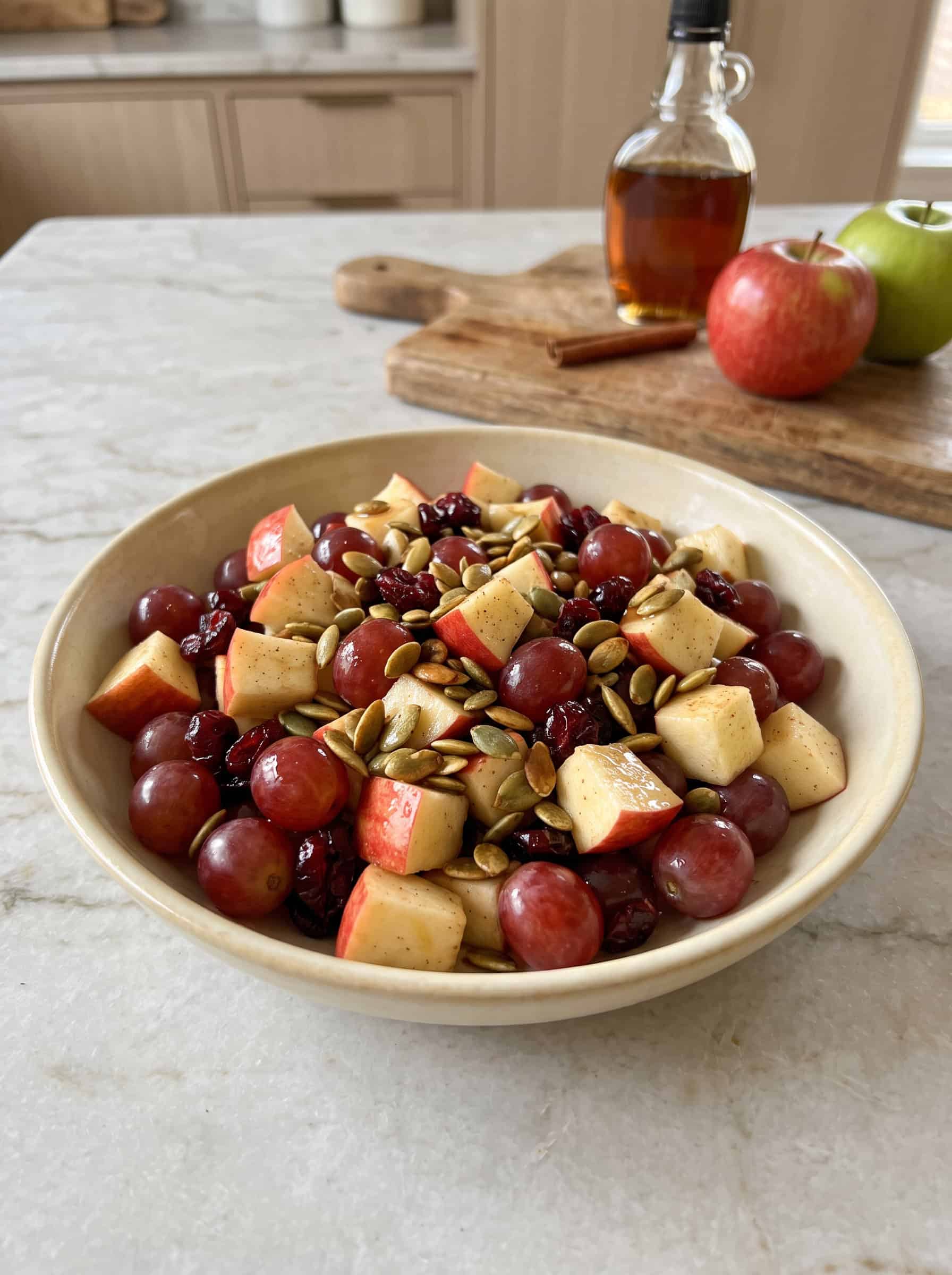 Autumn Harvest Fruit Salad With Cinnamon Maple Dressing