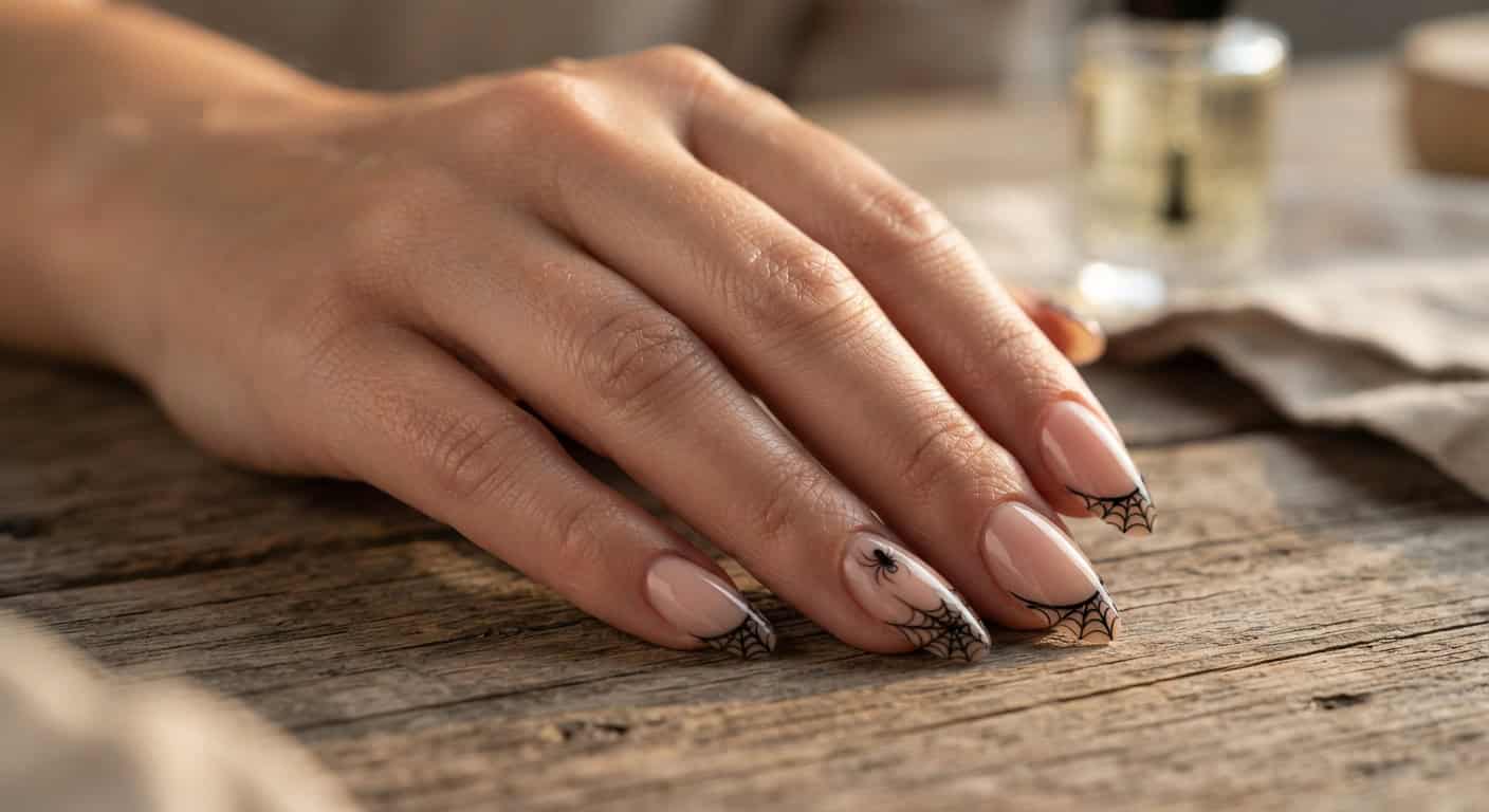 Spiderweb Halloween Nails