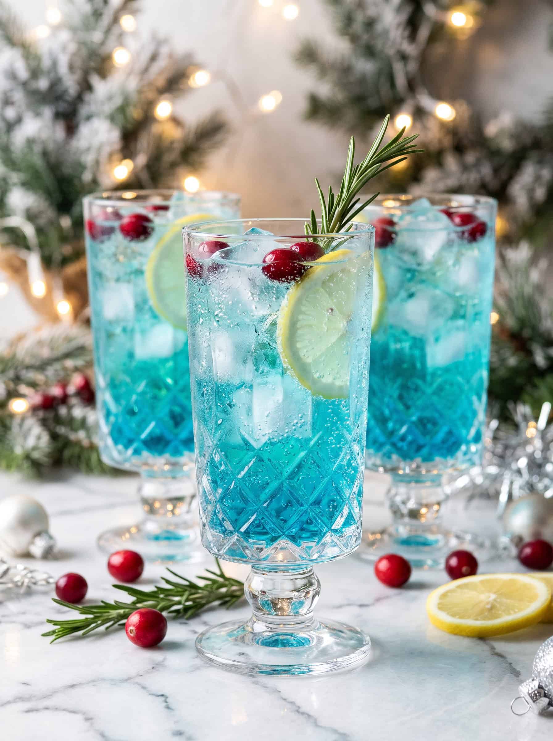 Blue Christmas Sparkling Mocktail
