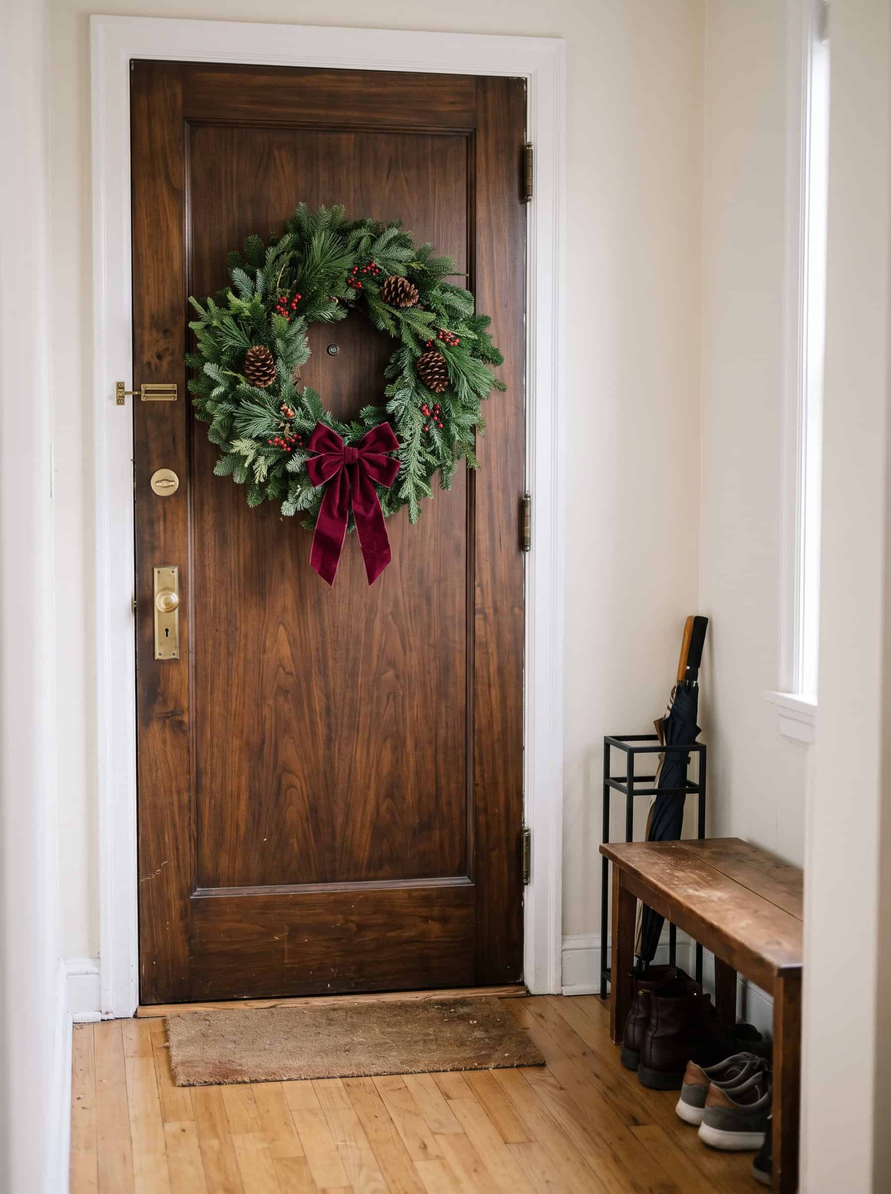 Christmas wreath on a front door