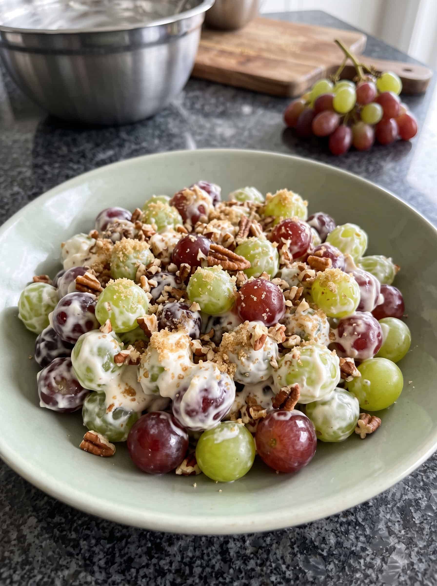 Creamy Grape Salad With Brown Sugar Pecans