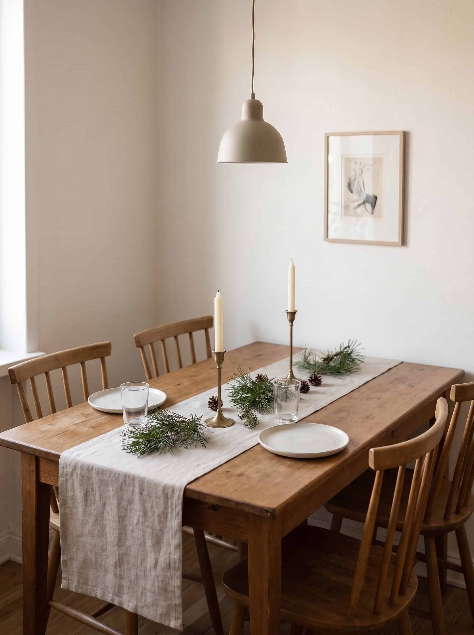 Festive dining table with decorations