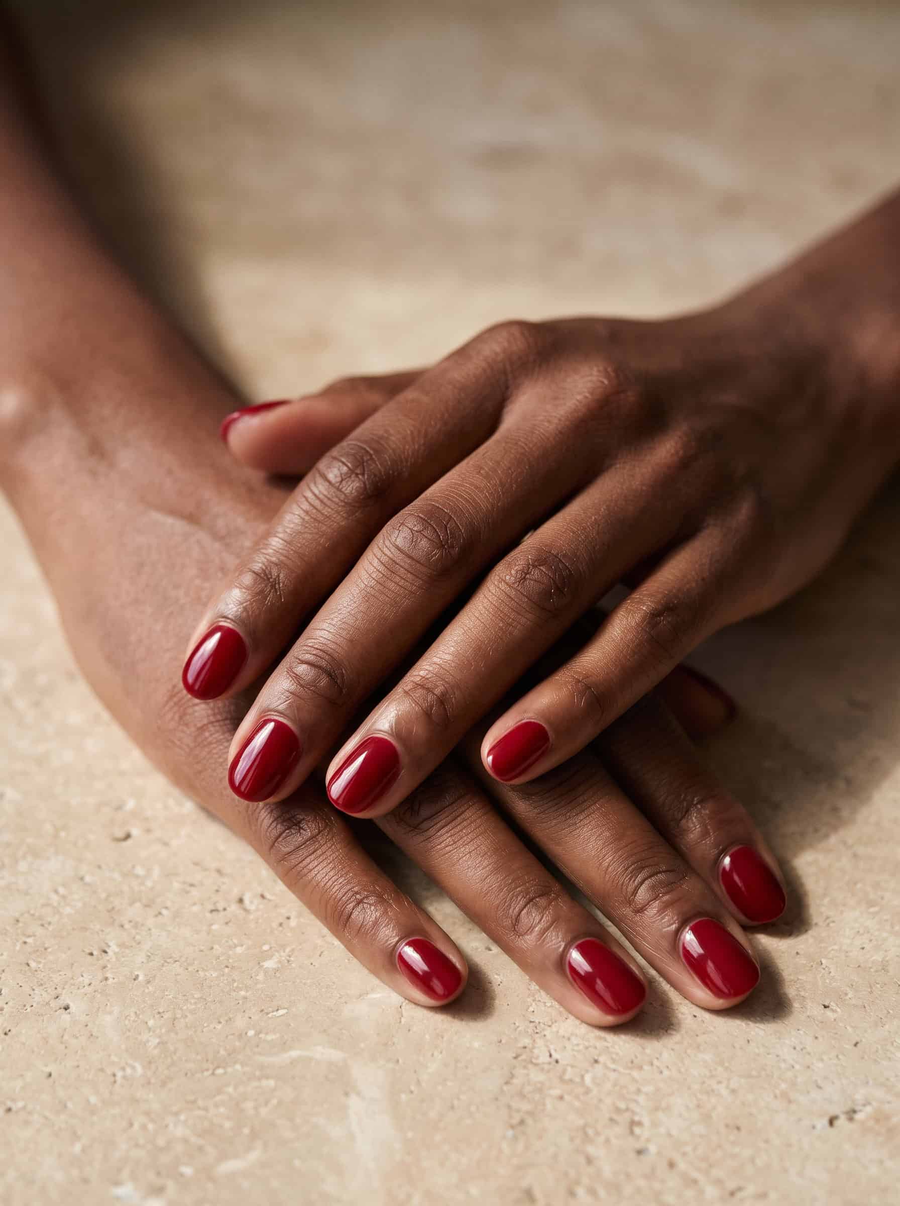 Glossy Cherry Red Nails