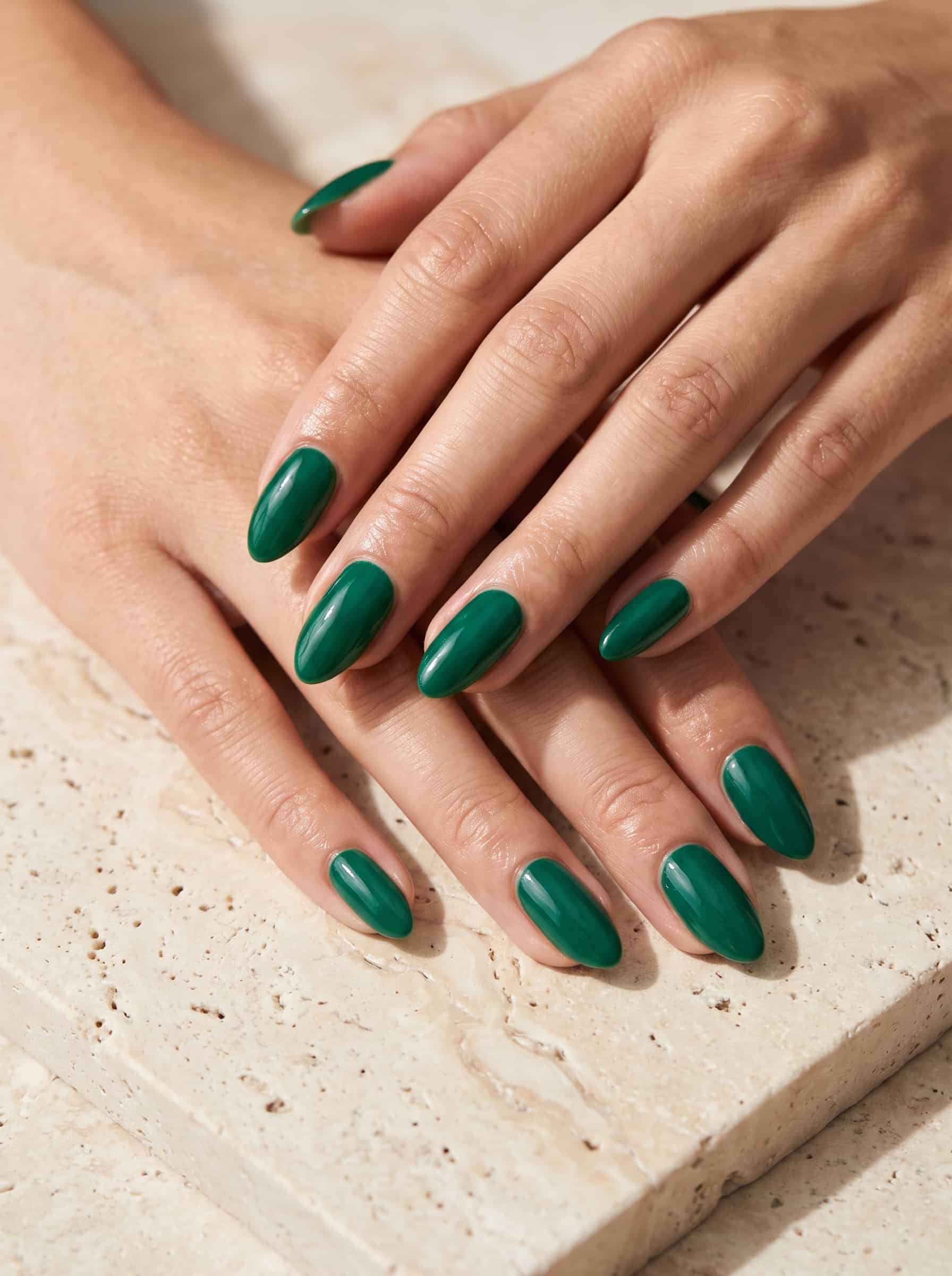Glossy Emerald Green Nails