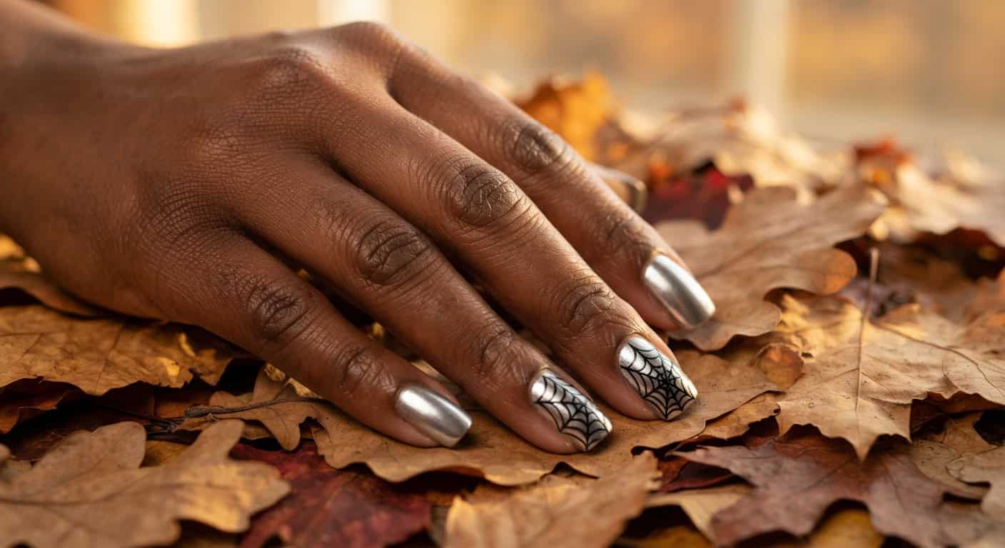 Spiderweb Halloween Nails