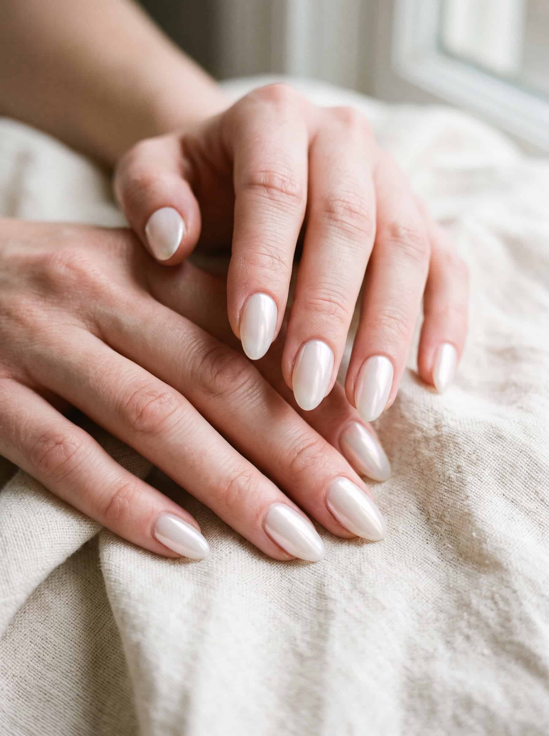 Milky White Glazed Nails
