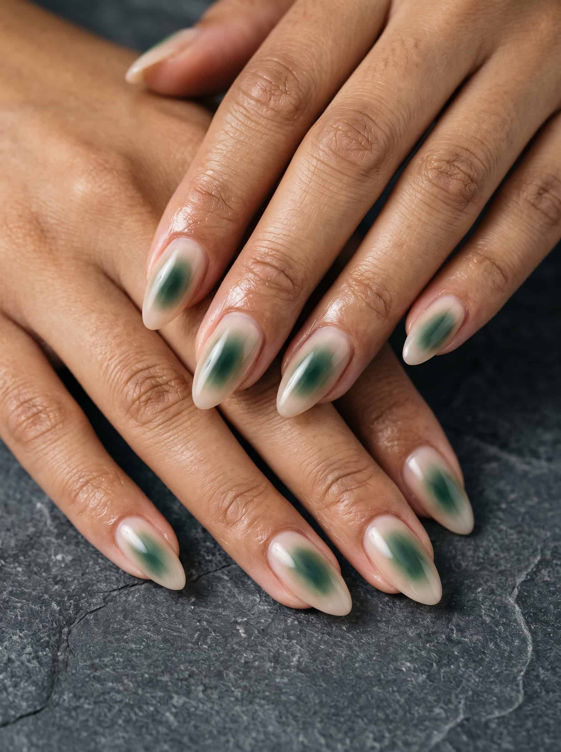 Pine Green Aura Nails