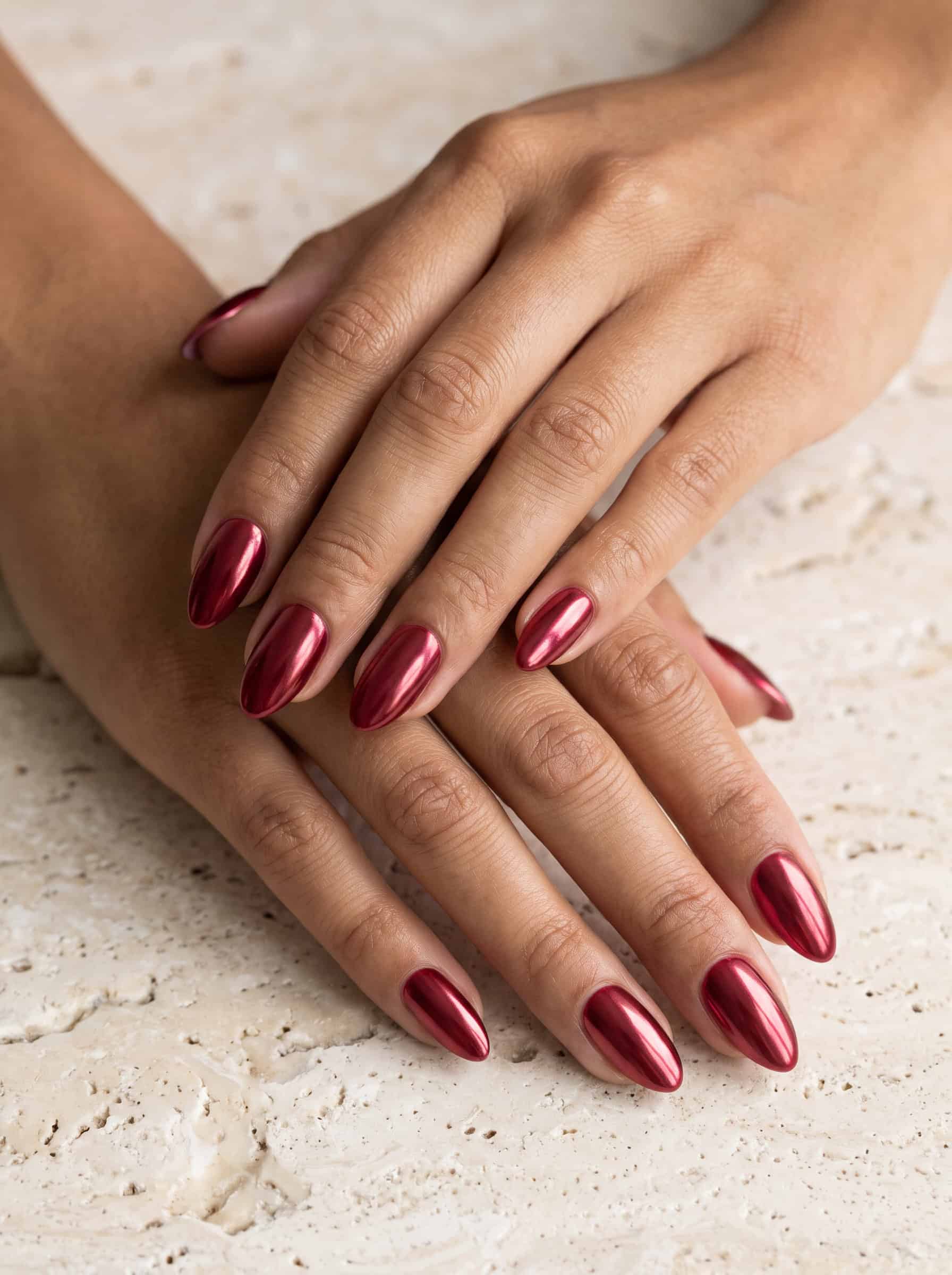 Red Chrome Christmas Nails