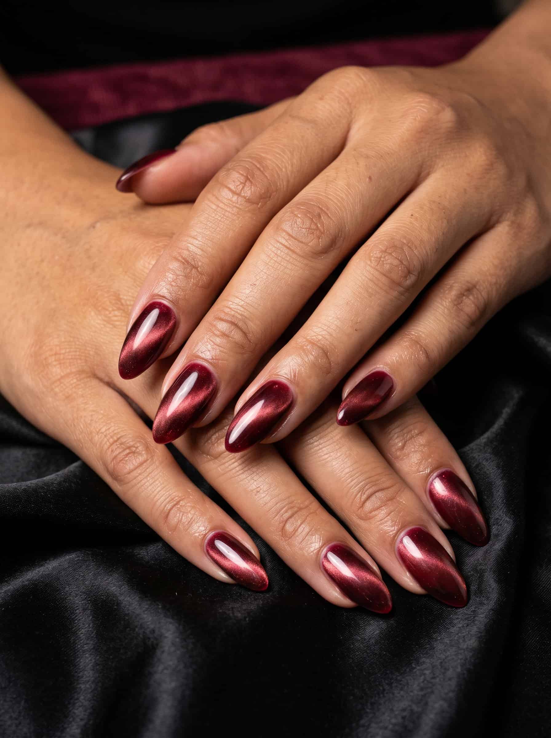 Red Velvet Cat-Eye Nails