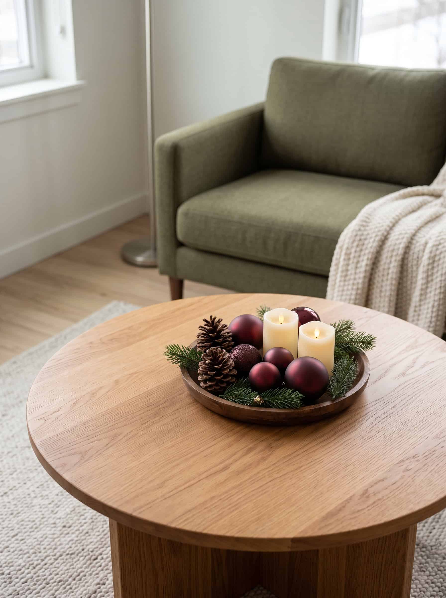 Christmas coffee table with decorations