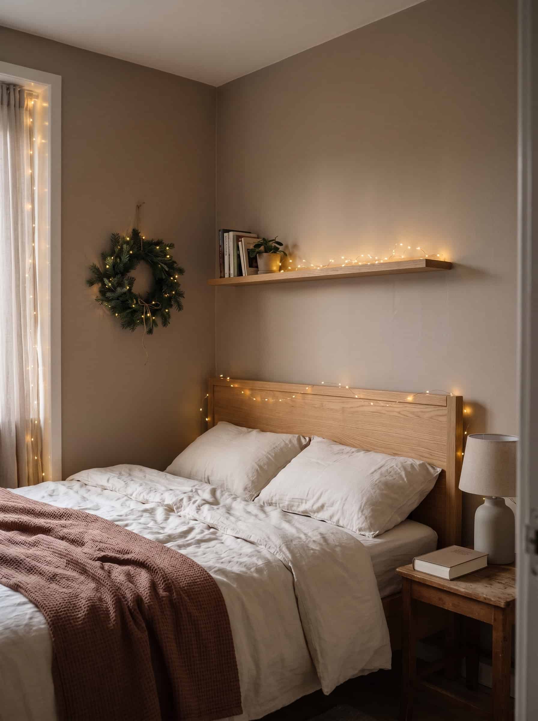 Christmas lights in the bedroom