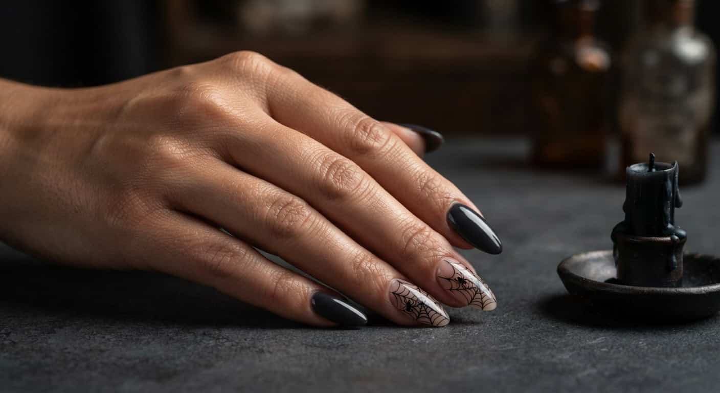 Spiderweb Halloween Nails