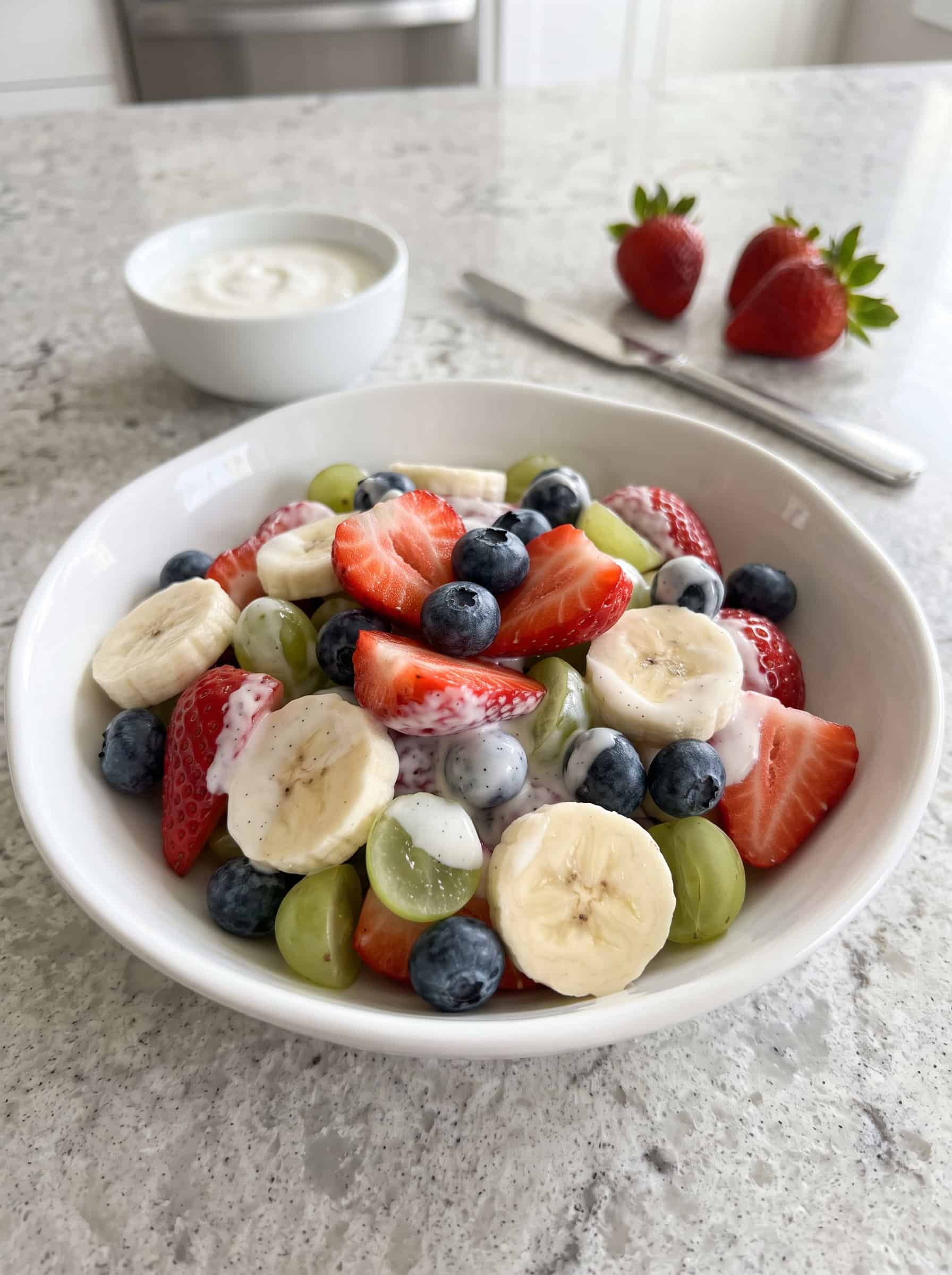 Strawberry Banana Berry Salad With Vanilla Yogurt